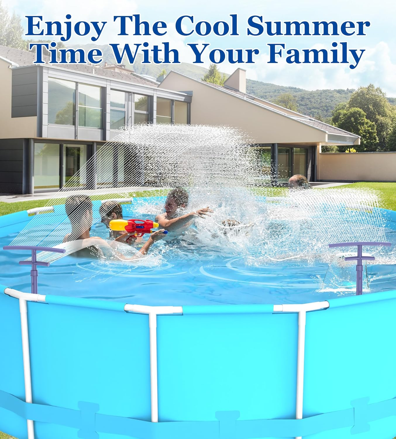 Pool Fountain for above and Inground Pools, 2 in 1 Dual Spray Pool Waterfall Aerator, Adjustable Pool Sprinkler Fountain Swimming Pool Cooler, above Ground Pool Accessories Pool Decor image number 6