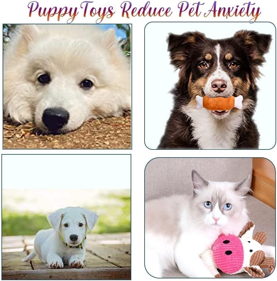 Puppy Toys Gift Set for Small Dogs, 7 Pack Small Dog Toys Cat Toys, Cute Squeaky Dog Toys, Durable Puppy Teething Toys,Puppy Chew Toys, Non-Toxic and Safe for Dogs and Cats (7 PCS Dog Style) image number 3