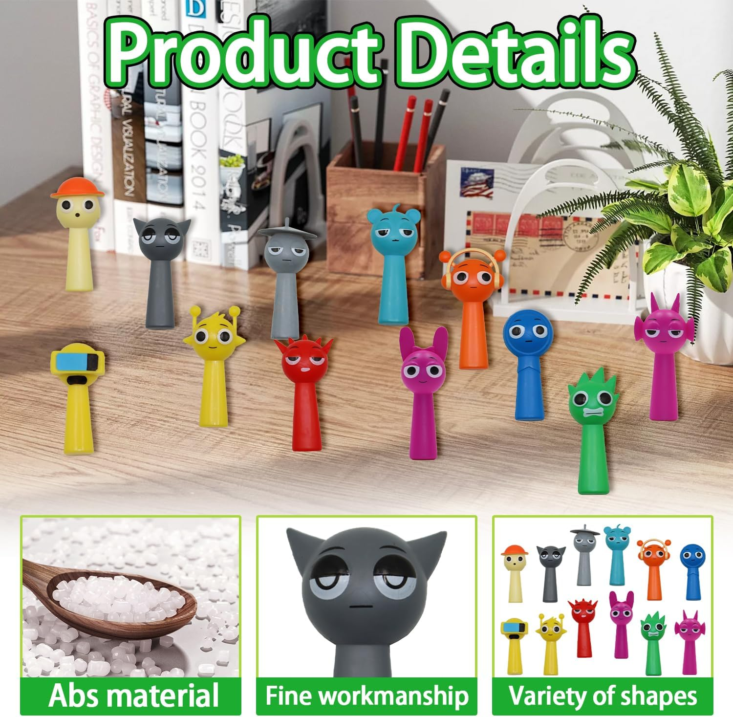 Sprunki Figures, 12 Pieces Sprunki Toy Figures Set, Colourful Sprunki Action Figures, Sprunki Cake Topper, Horror Games Sprunki Character Sculpture, for Children and Adults, Gamers and Decoration image number 2