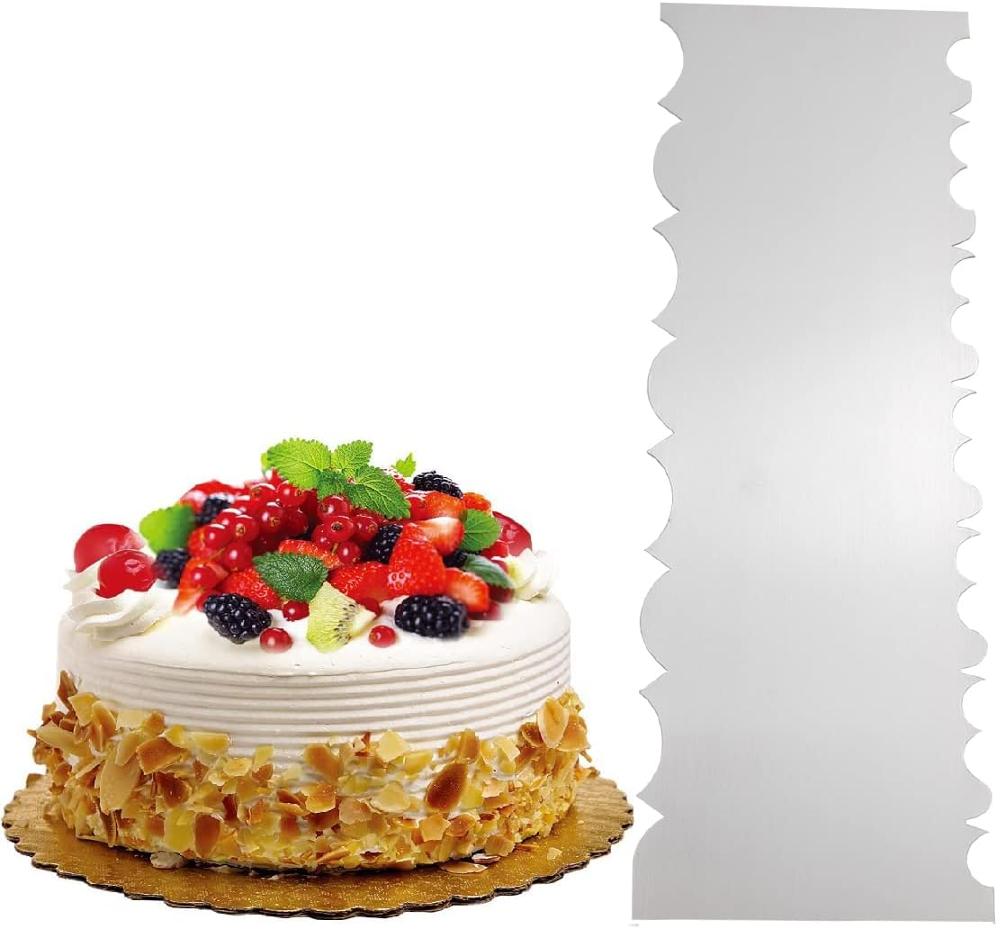 8.6 Inch Stainless Steel Cake Scraper Metal Scraper for Cake Smoother Leveler Scraper Cake Decorating Comb Cake Cutter for Mousse Butter Cream (Style 3) image number 1