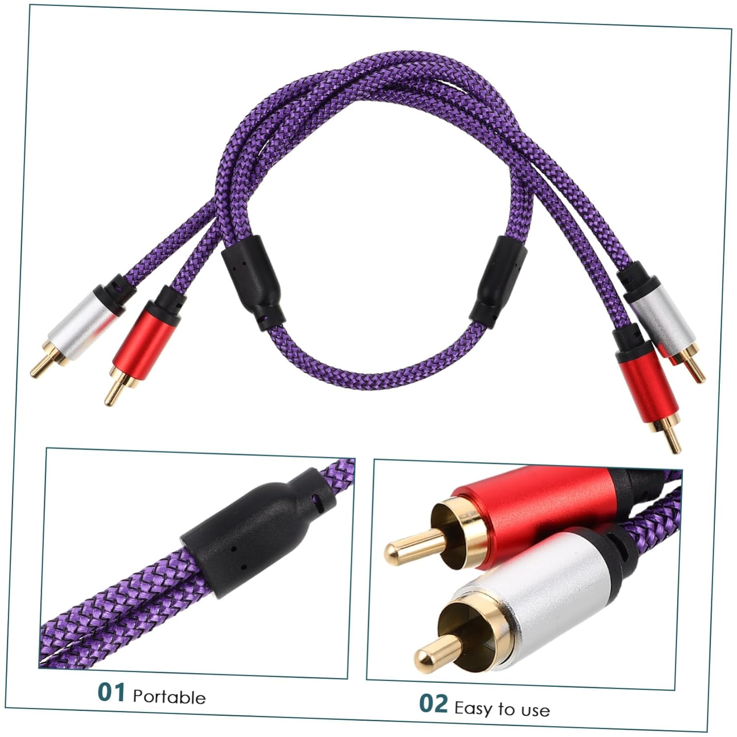 ARTIBETTER Audio Cable Male to Male Stereo Audio Cable for Car Subwoofer and Home Tv Amplifier Connection image number 3