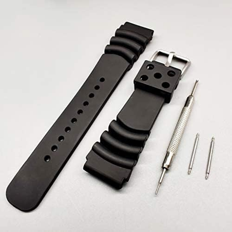 ADDIESDIVE Rubber Watch Band for Dive Watches Waterproof Replacement Watch Strap for Men Black Blue Orange 20Mm 22Mm