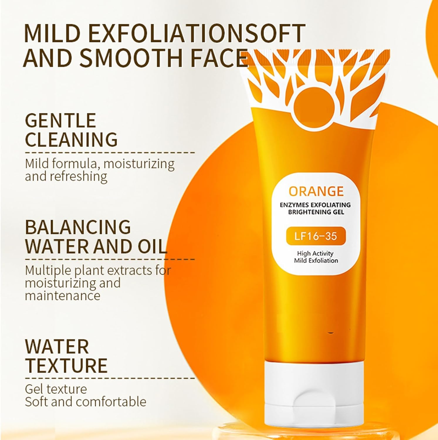 Orange Enzyme Exfoliating Gel - Deep Pore Cleansing Orange Peeling Scrub, Remove Blackheads & Moisturize, Gentle Facial and Body Exfoliate for All Skin Types, Daily Skin Brightening & Smoothness Boost image number 4