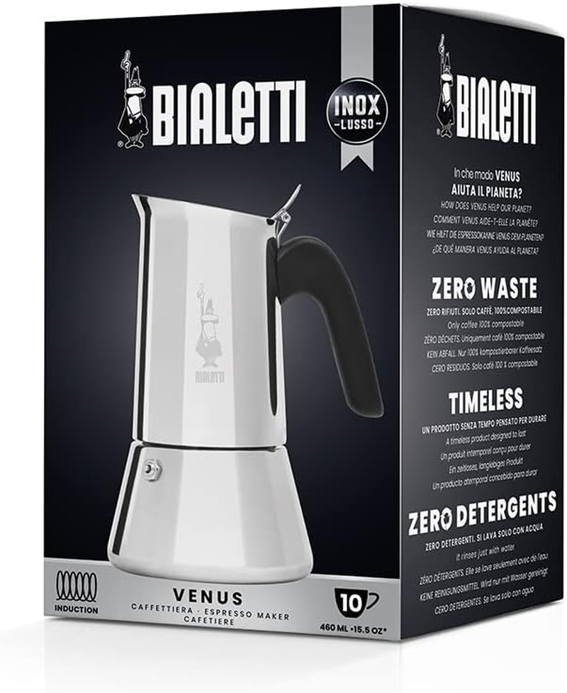 Bialetti Stainless Steel New Venus Coffee Maker, 10 Cups Capacity, Silver image number 2