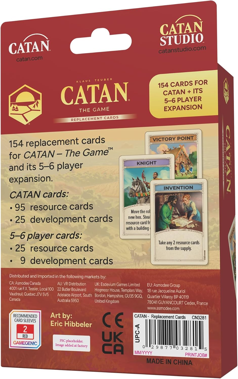 Asmodee | CATAN Base Game Card Accessory (6Th Edition) | Complete Replacement Set | 3-4 Players, Ages 10+ image number 2