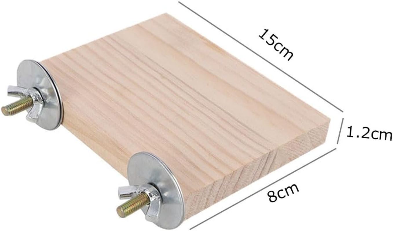 2 Pcs Parrot Platform, 15X8Cm Hamster Wooden Stand Platform Bird Perch Stand Parrot Bird Cage Perches Square Exercise Toys, Playground Exercise Toys for Parakeet Cockatiels, Hamster Standing Board