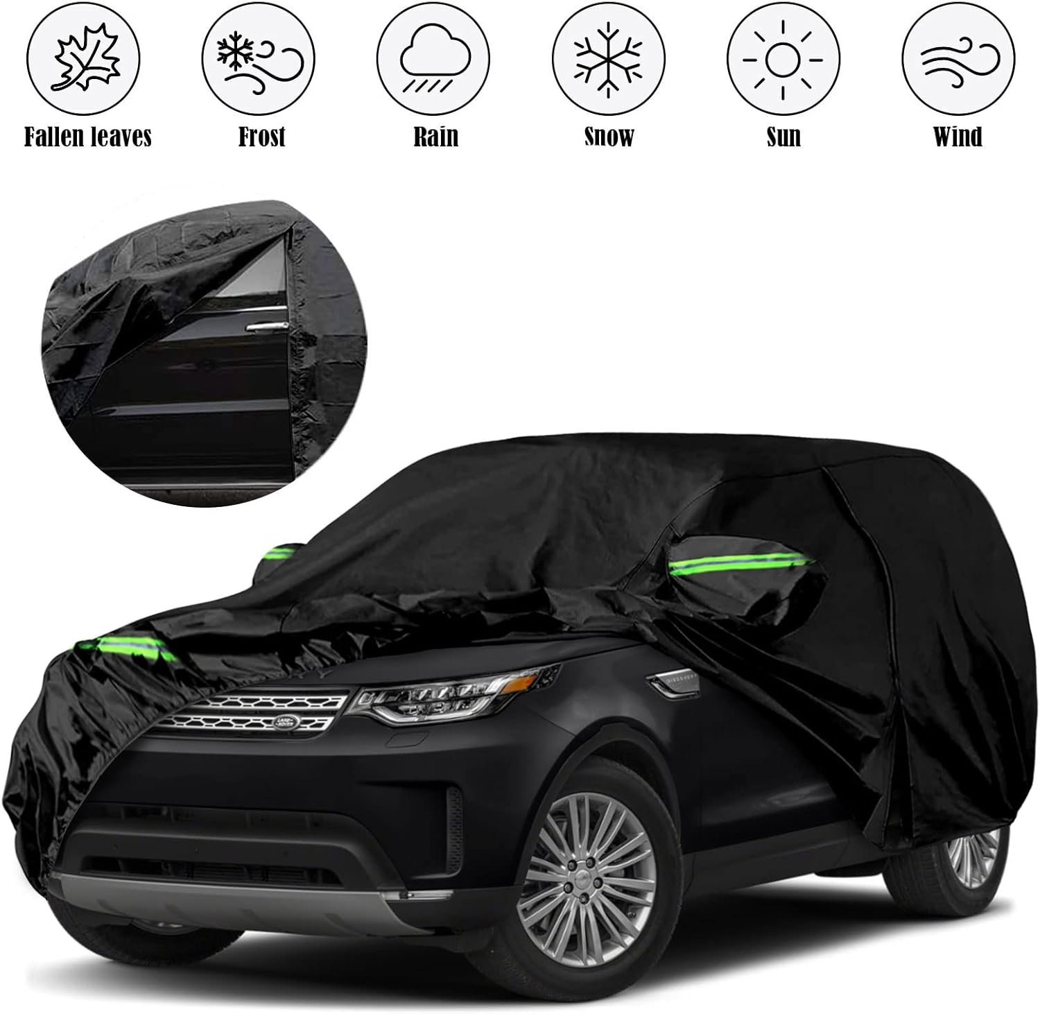 Waterproof Car Cover Replace for 2005-2025 Land Rover Discovery, 6 Layers All Weather Car Covers with Zipper Door & Windproof Bands for Snow Rain Dust Hail Protection (Discovery) image number 2