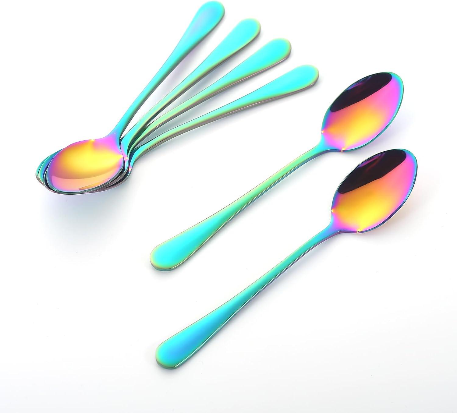 Tiokin 6 Pcs Teaspoons Set, 12Cm Coffee Spoons, Espresso Spoons, Stainless Steel Small Spoons Set for Coffee, Tea, Dessert, Appetizer, Ice Cream, Dishwasher Safe Use for Home, Cafe