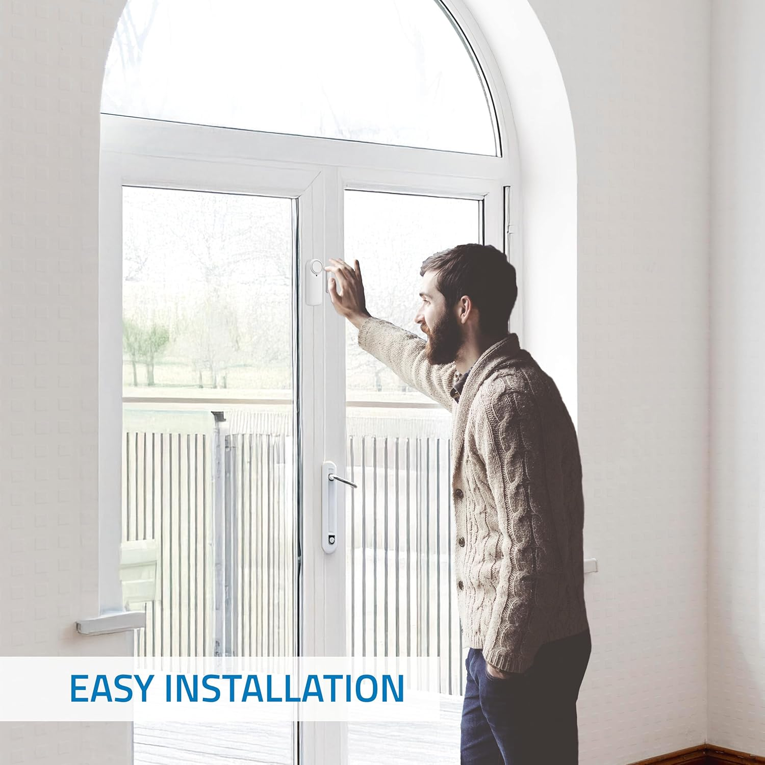 Nivian Smart Wifi Door Alarm Magnetic Door Sensor Wireless with Mobile App Real-Time Notifications Manual Button Siren 100Db