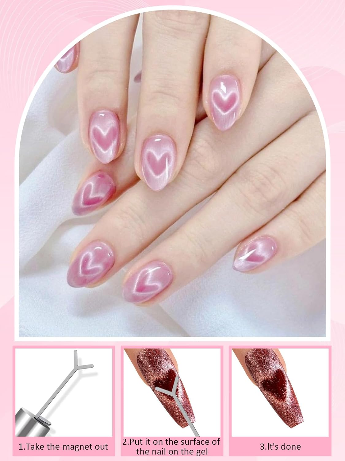 54PCS Cat Eye Nail Magnet Set, EBANKU Cat Eye Gel Nail Polish Magnet for Nails, 3 in 1 Magnets for Cat Eye Gel Polish, Cat Eye Magnets Sticks Nail Design Tools Nail Art Accessories image number 1