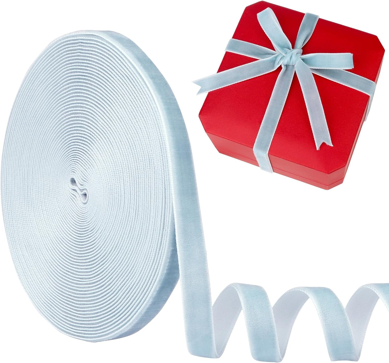 Velvet Ribbon Wine 1 Inch (25Mm) 10 Yards Manjonzic Single-Sided Velvet Ribbon Trim Perfect for Christmas Trees Gift Wrapping Bouquets Wedding Decor