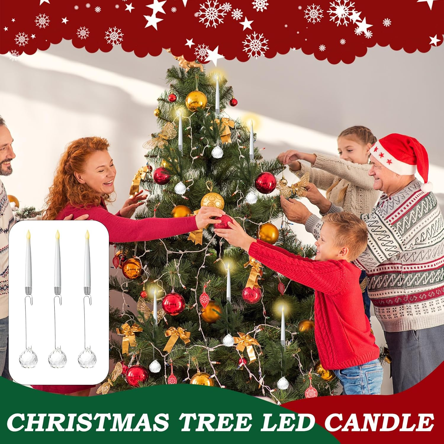 Clip on Candles for Christmas Trees | Fake Candles LED Lights Tree Ornaments - Christmas Decorations for Holiday Indoor Outdoor Home Fireplace Window Shelf Garden