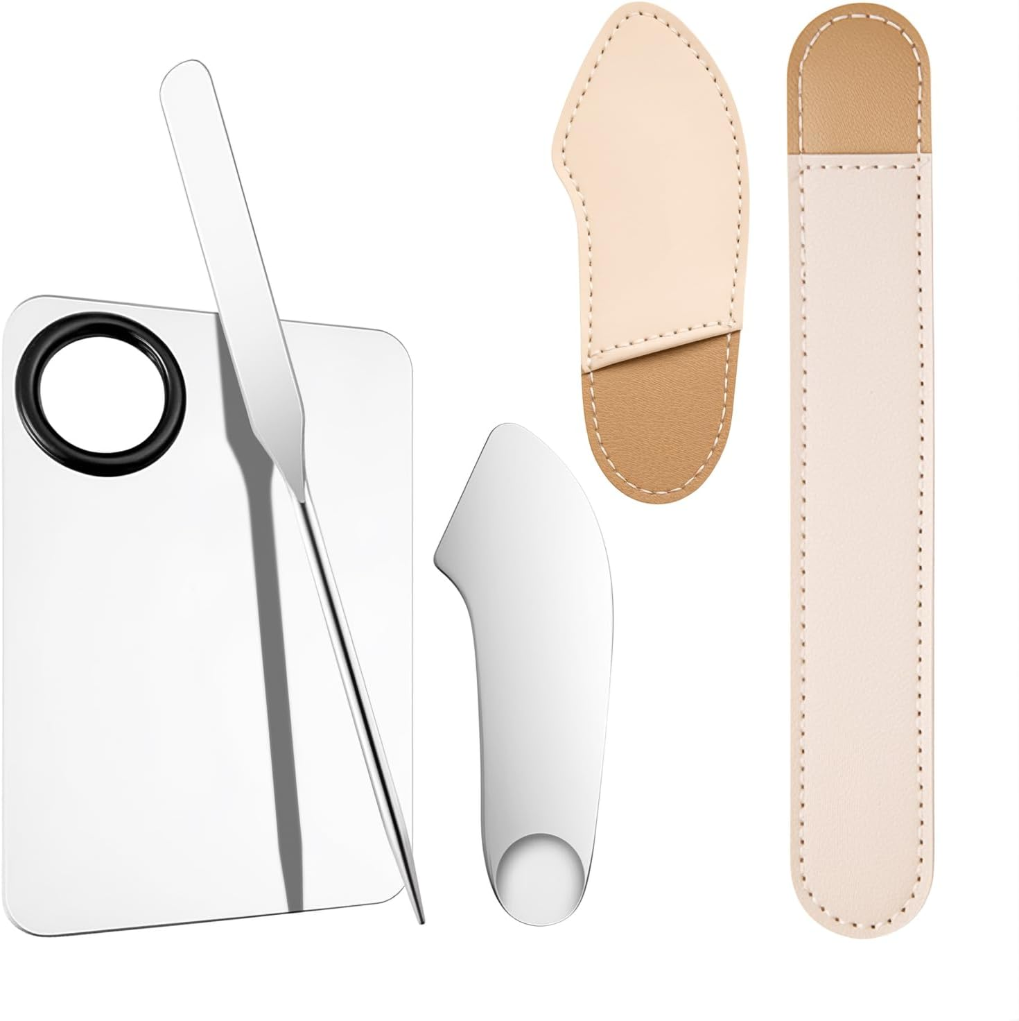 INCAUCA Foundation Mixing Palette with Make up Spatula Tool, Metal Makeup Mixing Tray Mixer, Foundation Plate for Liquid Makeup, Nail Blending, Cosmetic Scoop Skin Scraper for Skincare Facial Beauty image number 4