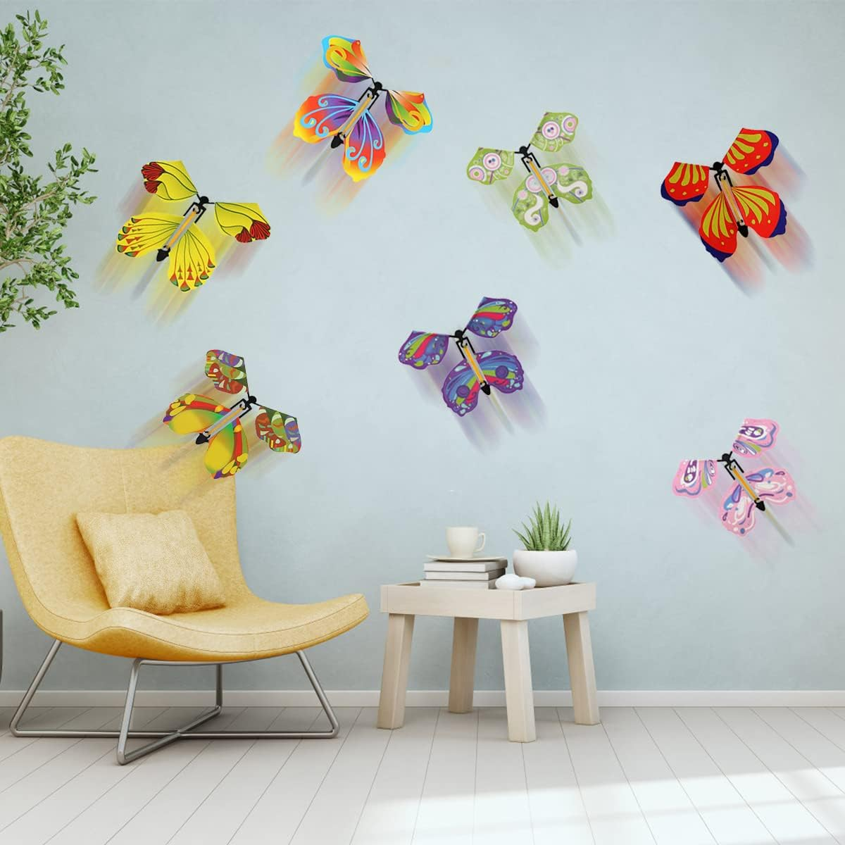 20Pcs Flying Butterfly Cards Rubber Band Powered Wind up Butterfly Toy for Birthday Wedding Greeting Cards Sensory Development Wind up Flying Paper Butterflies Set image number 3
