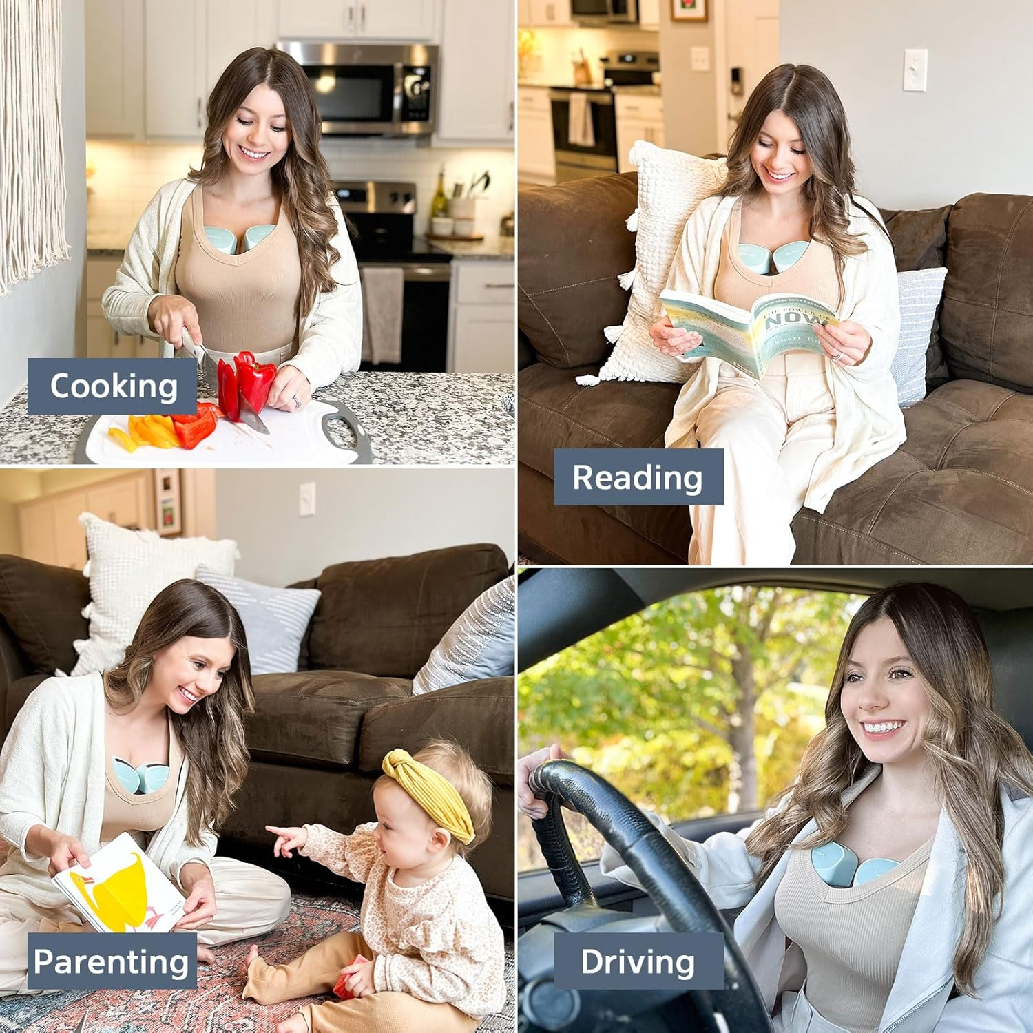 Mommed Double Wearable Breast Pump S10Pro with 3 Modes & 9 Levels, Leak-Proof Design, Portable Electric Breast Pump with Efficient Pump Motor, 24Mm Breast Shield, 17/19/21Mm Flange Inserts(Green)