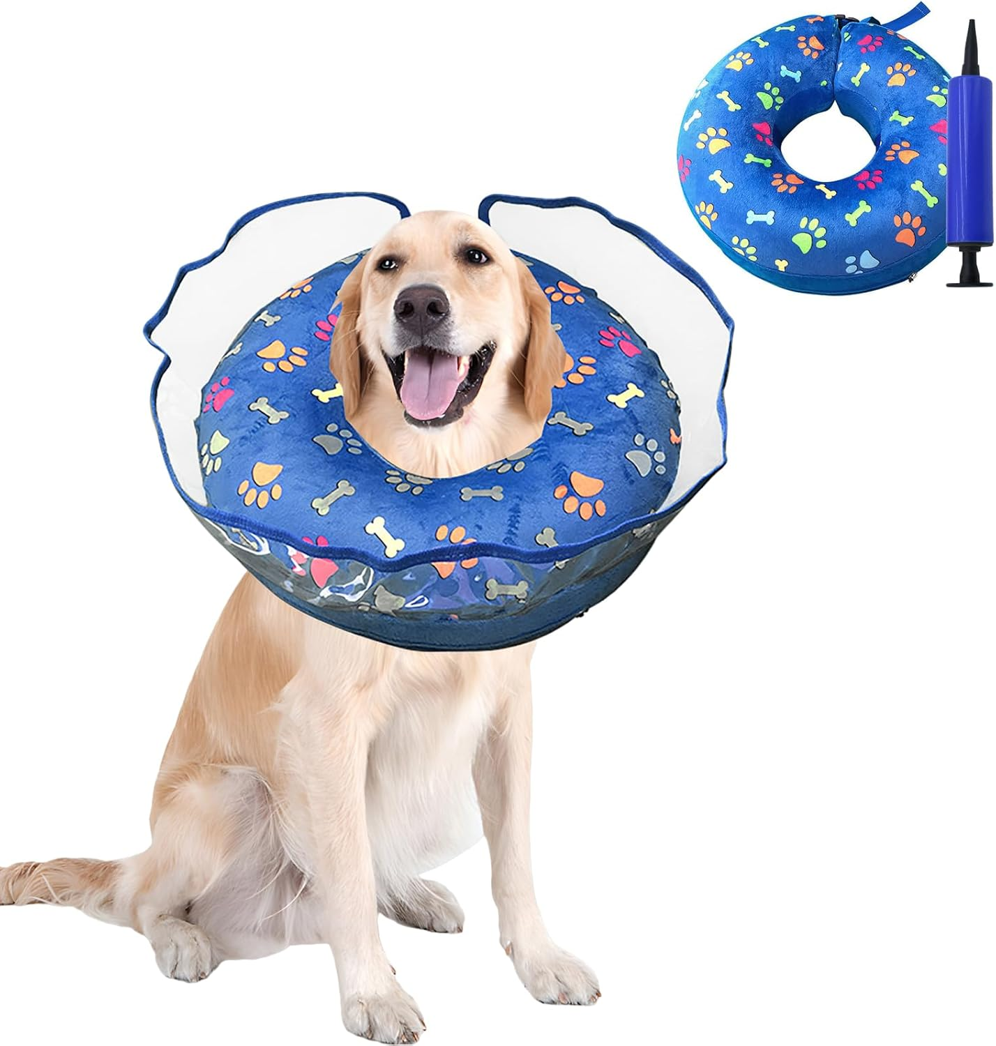 NACOCO Dog Recovery Inflatable Collar - Cat Protective Paw Cone for Small Medium Large Dog Detachable Elizabethan Cone Adjustable after Surgery (X-Large) image number 3