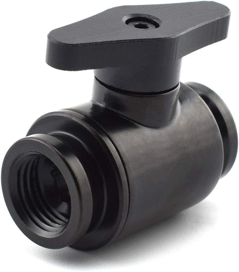 Dracaena.Io G1/4'' Internal Thread Water Cooling Valve, Brass Body Valve with Aluminium Handle, Pumping Fittings for PC, Shut off Valve with Full Water Flow, (Black, 2) image number 3