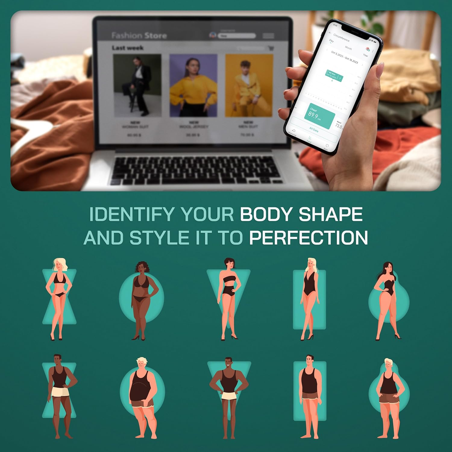 Smart Body Measuring Tape &ndash; Smart Tape Measure Body with App &ndash; 2 Measuring Modes & Units &ndash; Large LCD Display &ndash; User Friendly Design &ndash; Smart Tape Measure for Your Body Health & Fitness image number 2