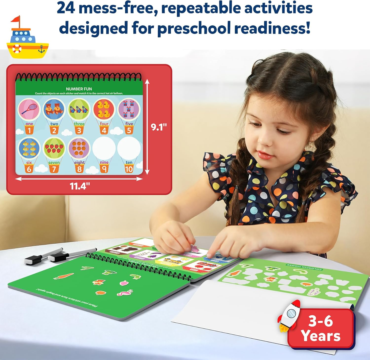 Skillmatics Reusable Sticker Activity Book - Busy Book for Preschoolers, 150+ Reusable Stickers, Educational & Mess-Free Activities, Travel Toy Ages 3, 4, 5, 6 image number 1