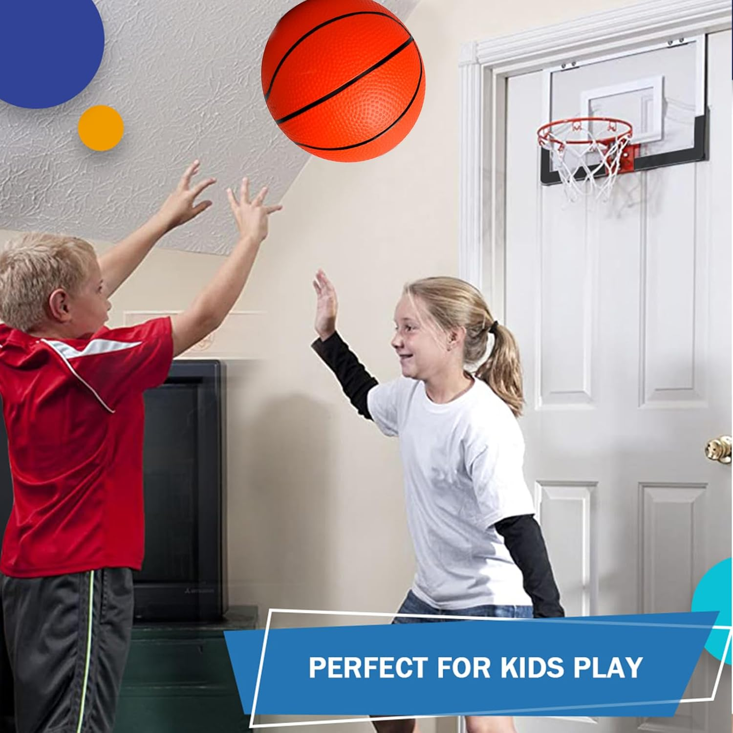 5 Inch PVC Mini Basketball for Indoor Hoops, Soft 5" Rubber Small Replacement Ball for over Door Hoop Sets, Little Balls for Adults & Kids image number 2
