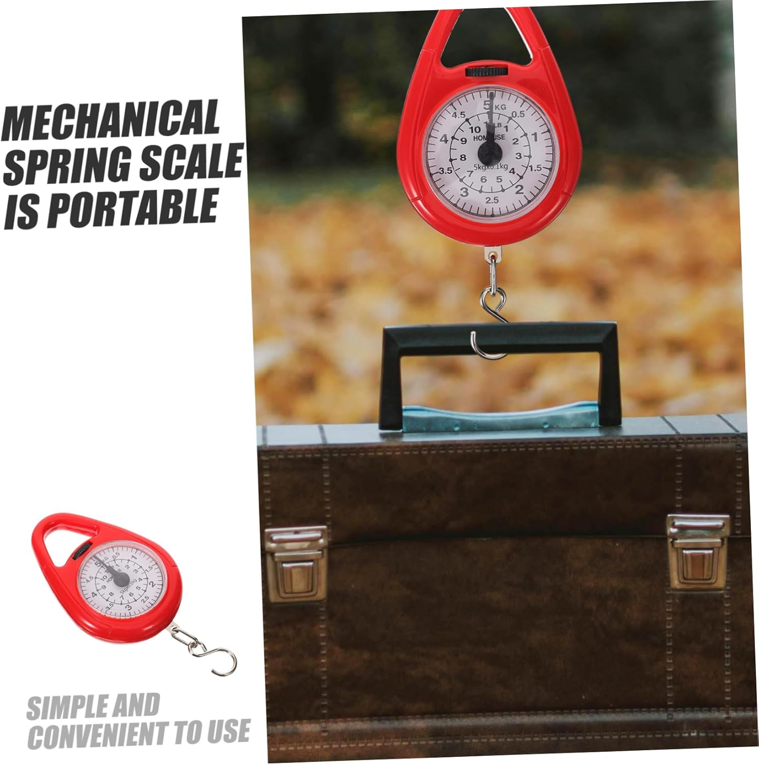 TOPPERFUN Mini Portable Mechanical Spring Scale Hanging Handheld Luggage Scale Hook Small Red Travel Weighing for Fishing and Lightweight Items image number 5