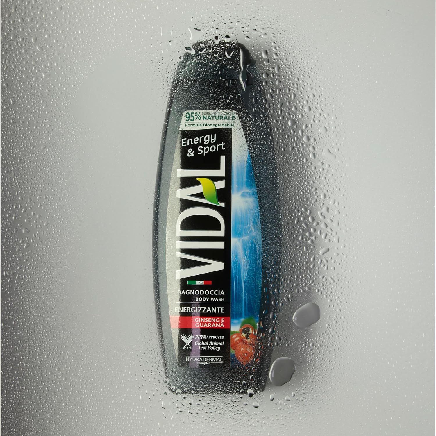 Vidal Energy & Sport Doccia Shampoo Shower Gel with Ginseng and Guarana, 250 Ml + Italian Gourmet Polpa Di Pomodoro 400 G Tin image number 1