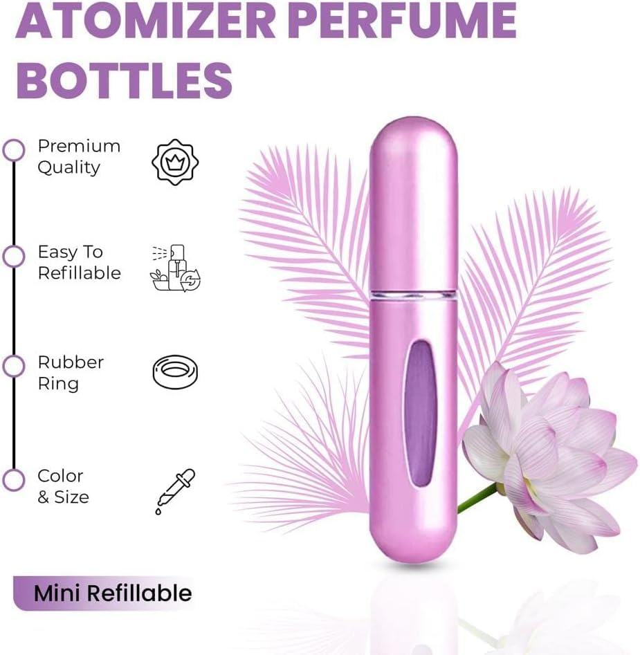 VIGOR PATH Perfume Travel Refillable Mini Spray Bottles - Portable Mini Refillable Perfume Atomizer Bottle Spray, Scent Pump Case for Travel (Variety Pack of 2) image number 2