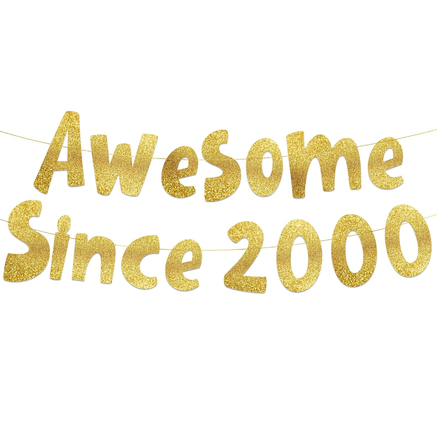 Awesome since 2000 Gold Glitter Banner - 26Th Birthday and Anniversary Party Decorations image number 1