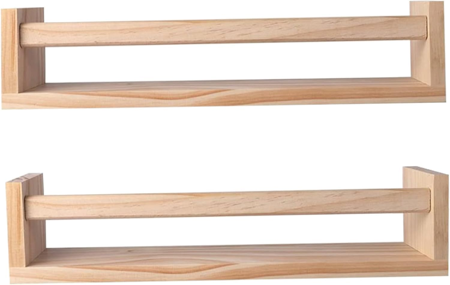 2 Piece Nursery Bookshelf,Childrens Room Floating Bookshelf,Wall Mounted Floating Bookshelf,Solid Nursery Bookshelf,Kitchen Bedroom Living Room Spice,Small Objects Placement Shelf(Natural Wood) image number 6