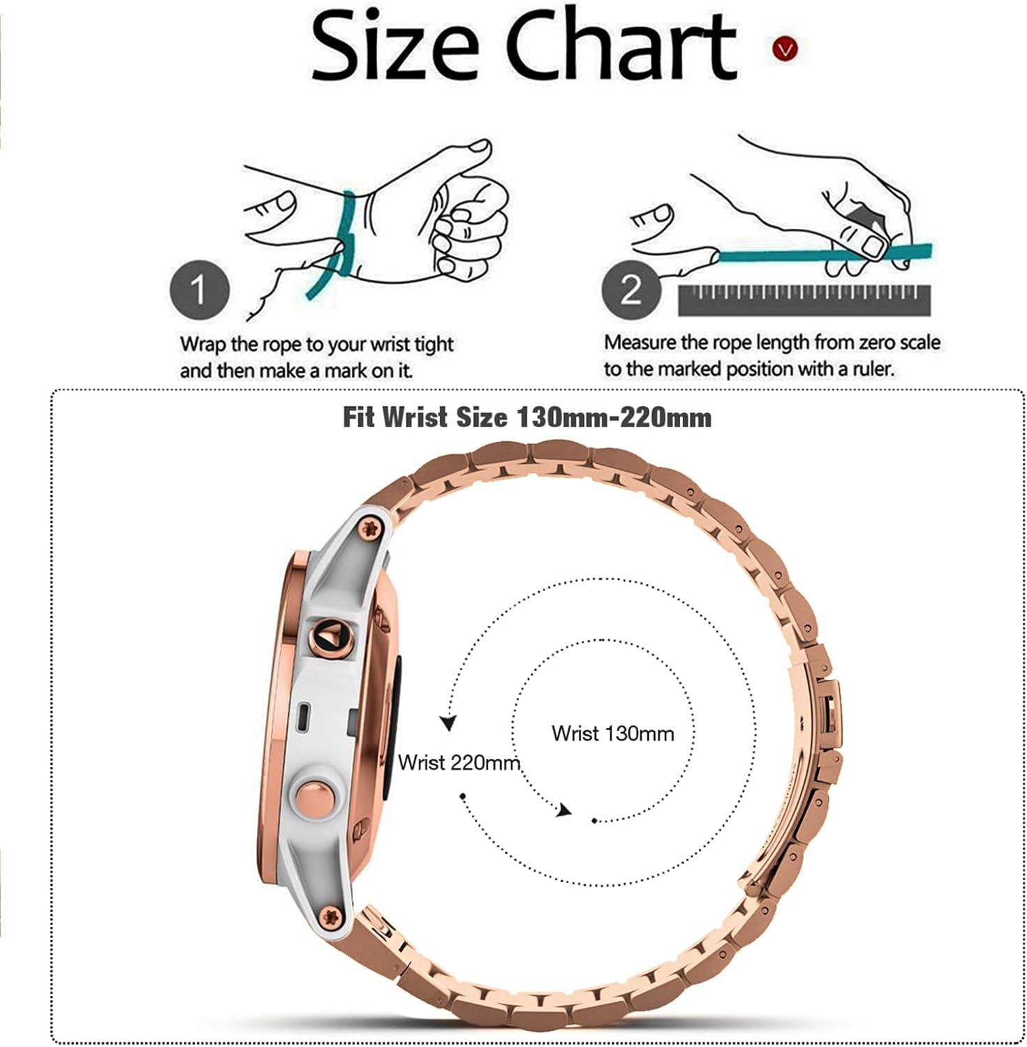 Abanen Stainless Steel Watch Bands for Fenix 5S / Fenix 6S / Fenix 7S / Descent MK2S, 20Mm Quick Fit Metal Adjustable Replacement Wristband Strap for Garmin Epix Pro 42Mm