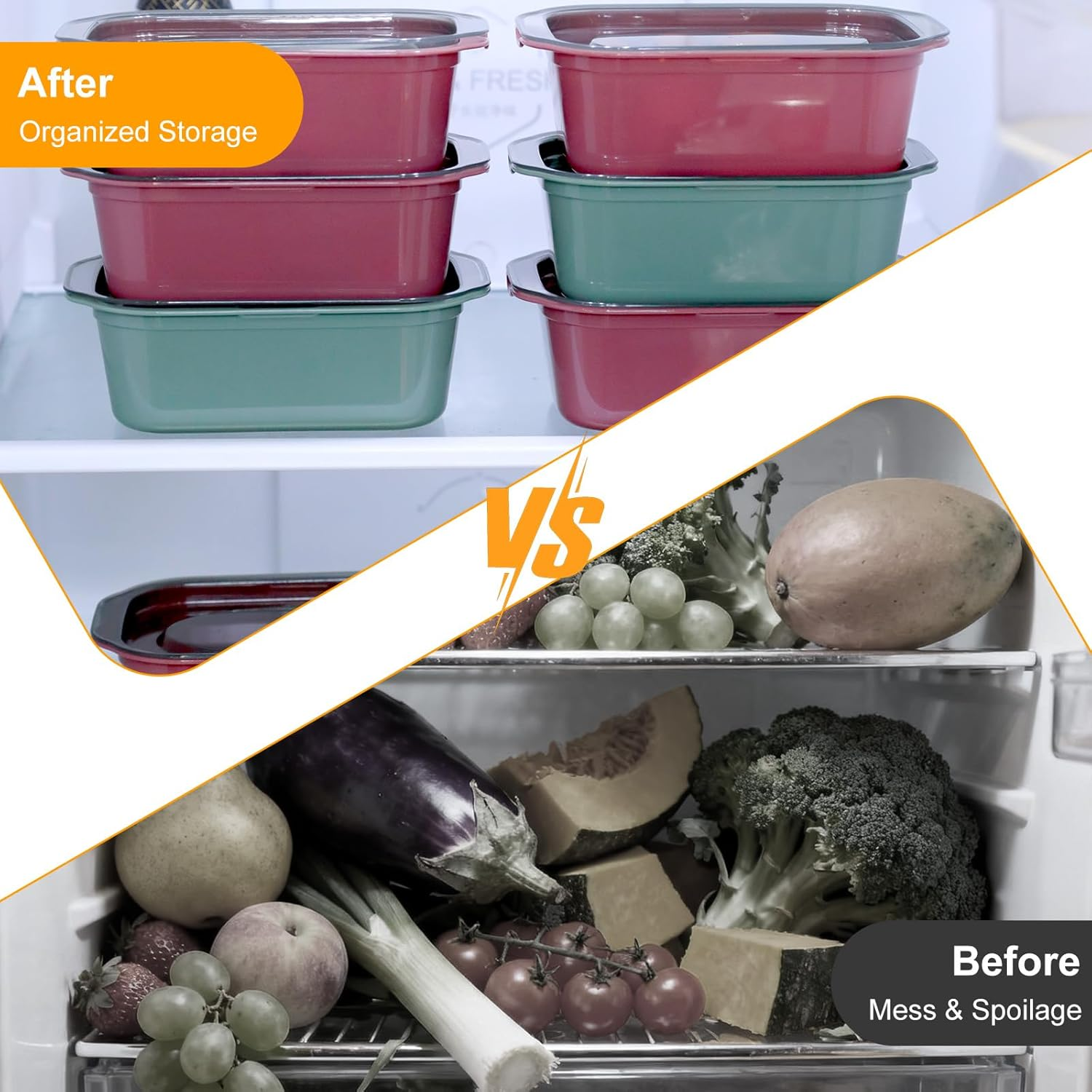 Romon Food Storage Containers with Lid, Pack of 10, 500 Ml, Lunch Box, Airtight Storage Boxes for Meal Prep, Storage Containers, Freezer Containers (Green Red) image number 6