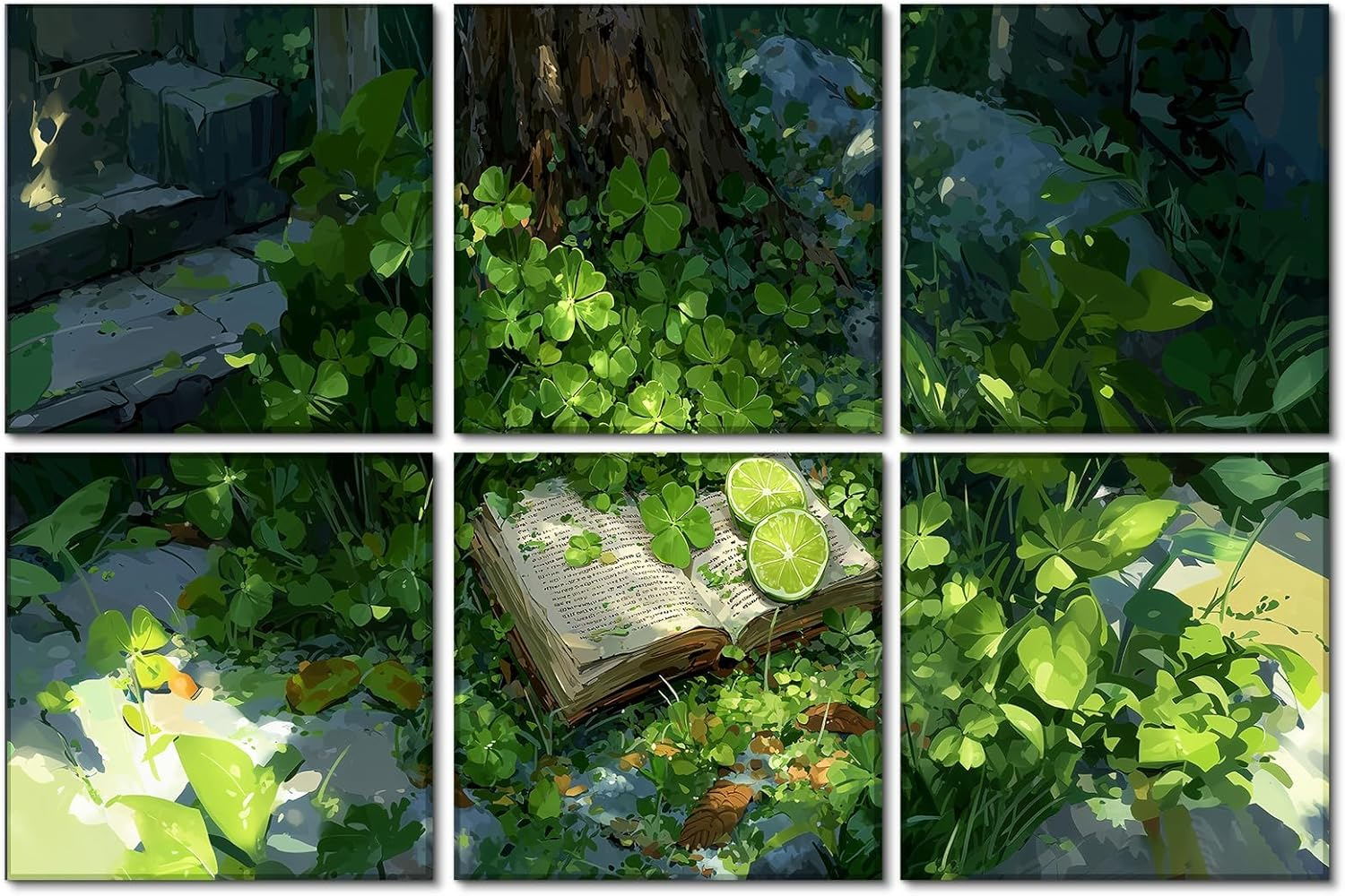 BUBOS 6 Pack Art Acoustic Panels Soundproof Wall Panel,23.6X23.6 Inches Large Sound Panel,Self-Adhesive Decorative Acoustical Wall Panels, Acoustic Treatment for Home（Clover Chronicles​​） - Gold image number 4