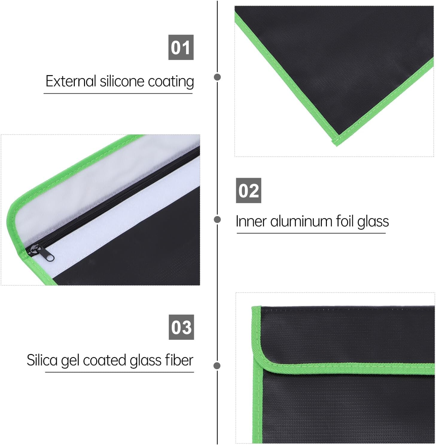 VILLCASE Fireproof File Storage Pouch Portable Document Holder Fiberglass Cloth Safety Bag for Passports Cash Certificates image number 4