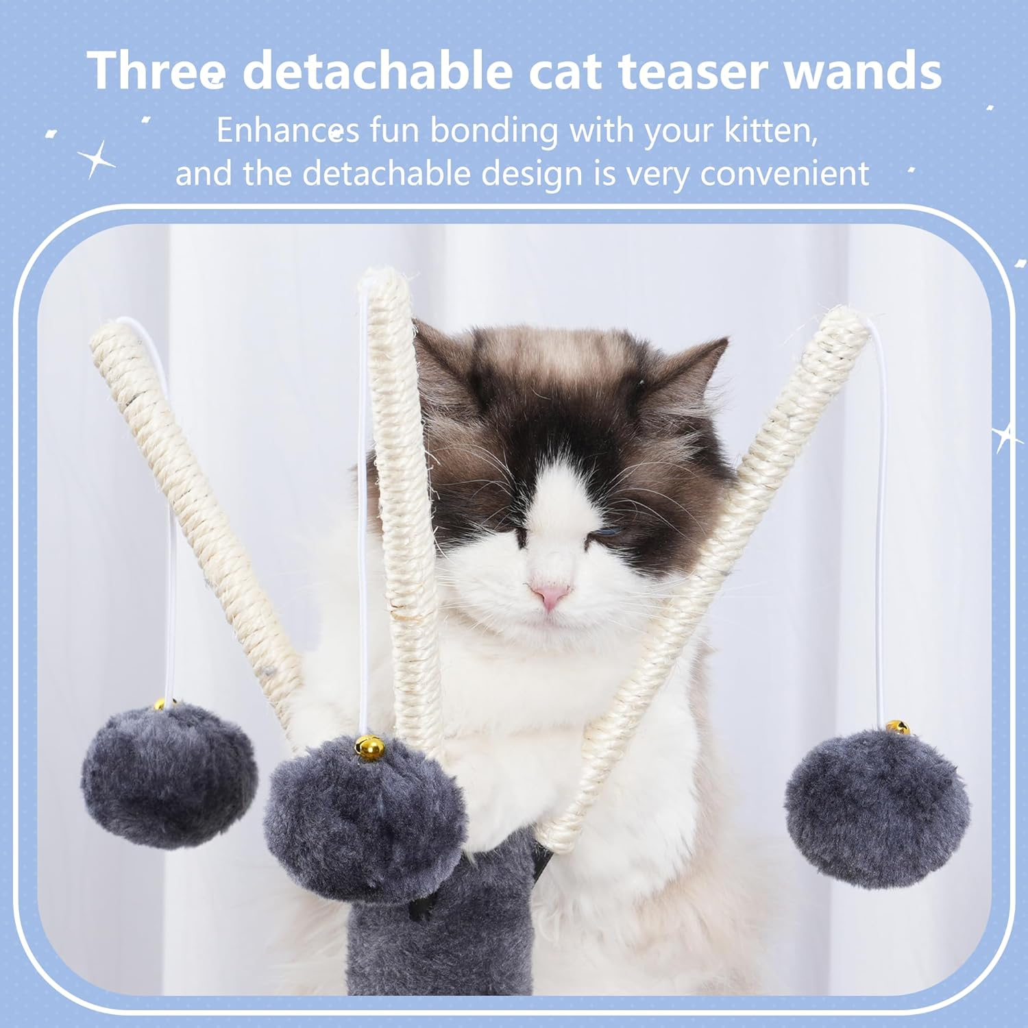 Hey-Brother Cat Tree Tower, Scratching Posts with Removable Toys, Cozy Condo, Platform, Hammock, Sisal Scratch Board and Ball for Indoor Kittens, 105 Cm, Smoky Gray MPJ008SG - Smoky Grey image number 3