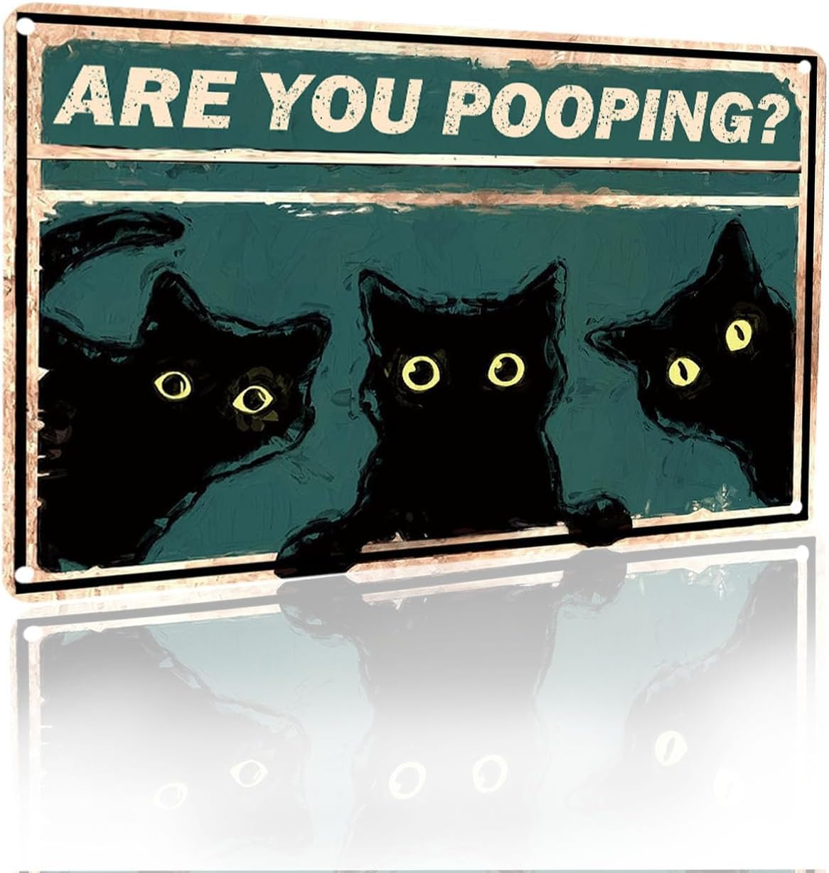 Funny Restroom Decorative Wall Art Cute Black Cat Metal Tin Sign Are You Pooping Bathroom Vintage Sign Poster Family Toilet Gift 12X8 Inch (2407)