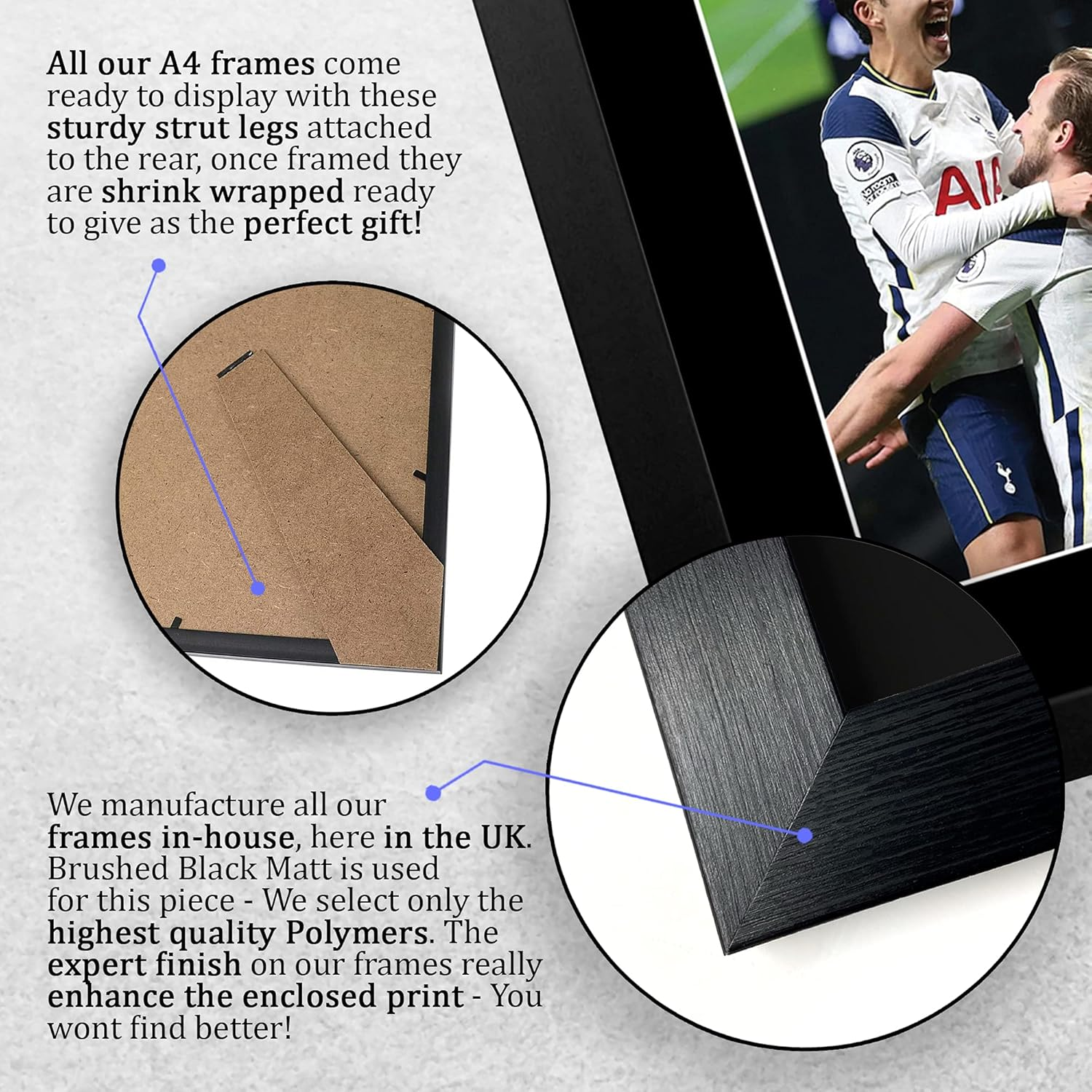 HWC Trading FR A4 Harry Kane & Son Heung-Min Tottenham Hotspurs Spurs Gifts Printed Signed Autograph Picture for Football Fans and Supporters - A4 Framed image number 3