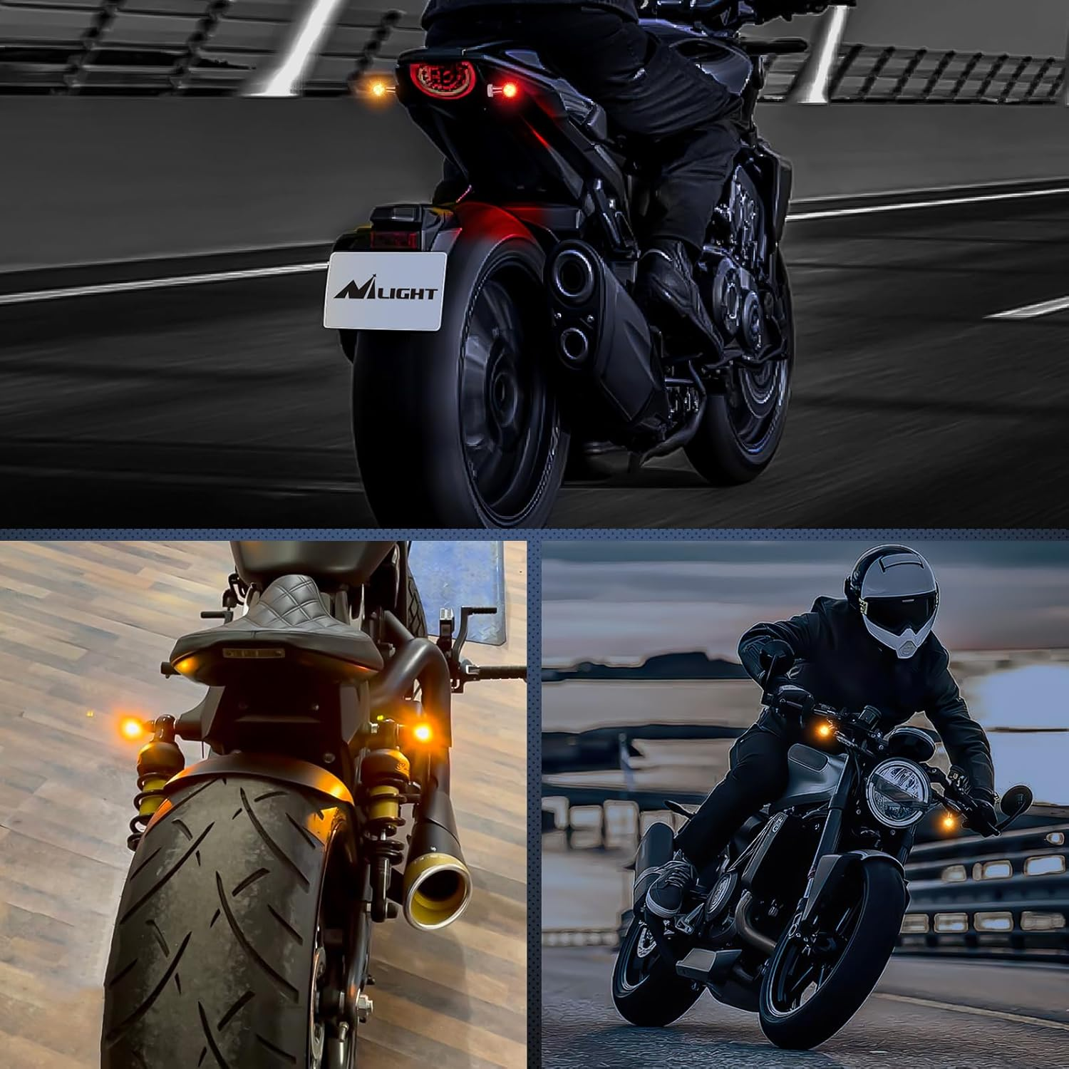 Nilight Motorcycle Rear LED Turn Signals Brake Tail Light Red Yellow Beam Mini Size Blinkers Compatible with Harley Honda Kawasaki Suzuki Triumph Yamaha Cruiser image number 2