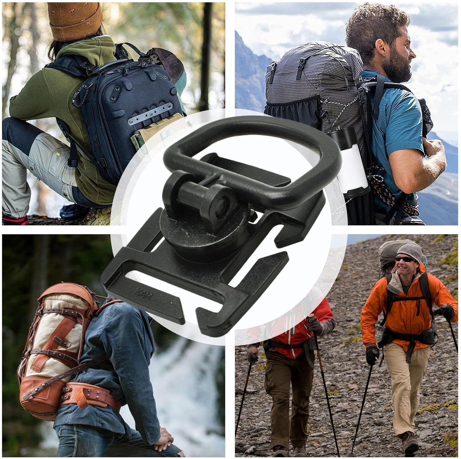 Water Tube Clip, 360 Degree Rotatable Hydration Pack Clip, Multipurpose Clamp for Camping Hunting Cycling Mountaineering Fishing Outdoor Biking image number 2