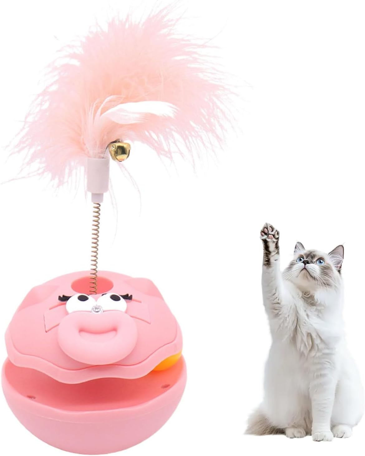 Velmoriah Interactive Cat Toy Ball, Turntable Ball Toy with Teaser, Bell & Feather for All Breed Cats, Pet Supplies Enrichment Indoor Games for Exercise Boredom Relief image number 5
