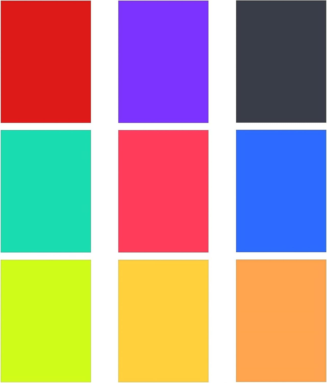 OJIOUI 9Pcs Colored Gel Light Filter Correction Colored Overlays Transparent Film Lighting Gel Filter Plastic Sheets Correction for Film Video Photo (Multicolor)