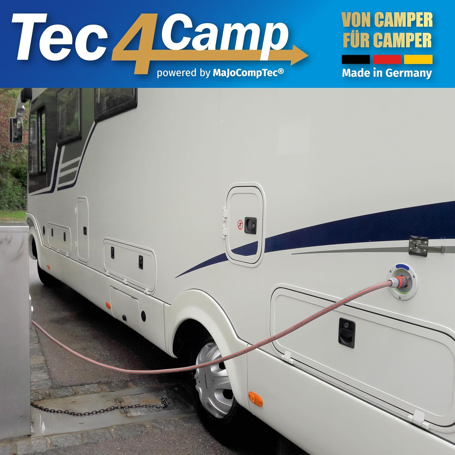 Watertwin Motorhome Caravan Water Tank Adapter, Gardena Compatible, Double Coupling, Overflow Function, Wei&szlig;, Plastic, Round image number 5