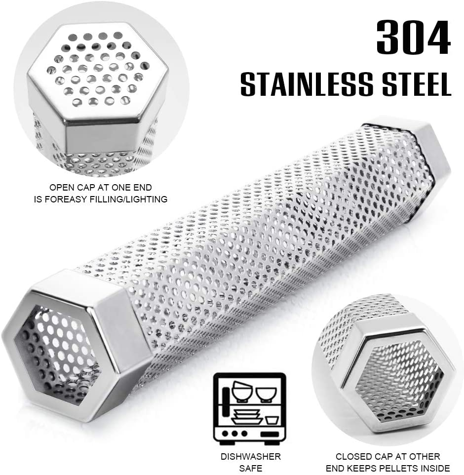 BEWAVE Pellet Smoker Tube for All Grill Electric Gas Charcoal or Smokers Hot/Cold Smoking, Free Tube Brush, 15CM&30CM image number 3