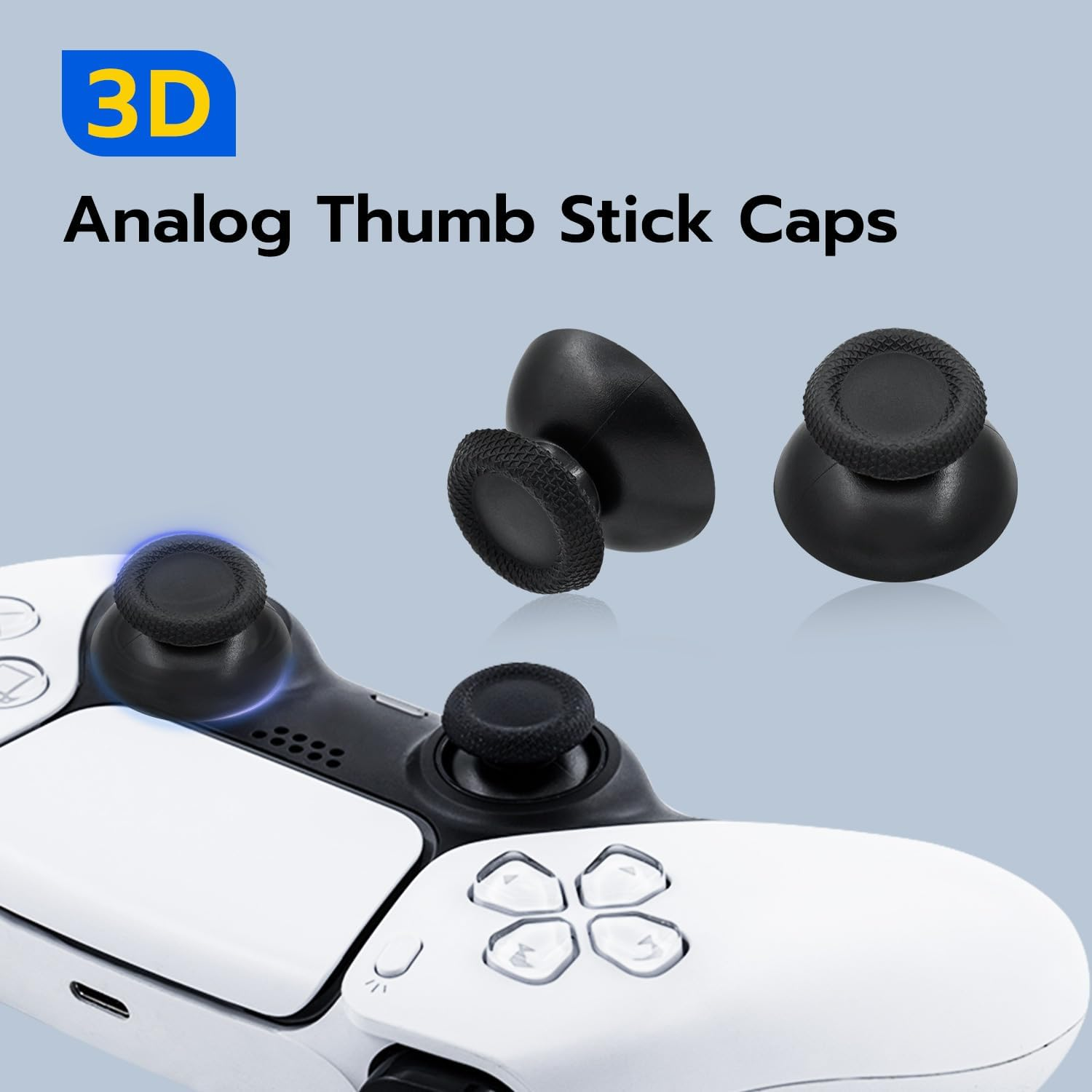 Mcbazel TMR Joysticks Replacement for PS5 Controller-Advanced Sensor Joystick Repair Kit with 3D Thumb Caps,Tools & Screws,For Dualsense/Edge Controller image number 3