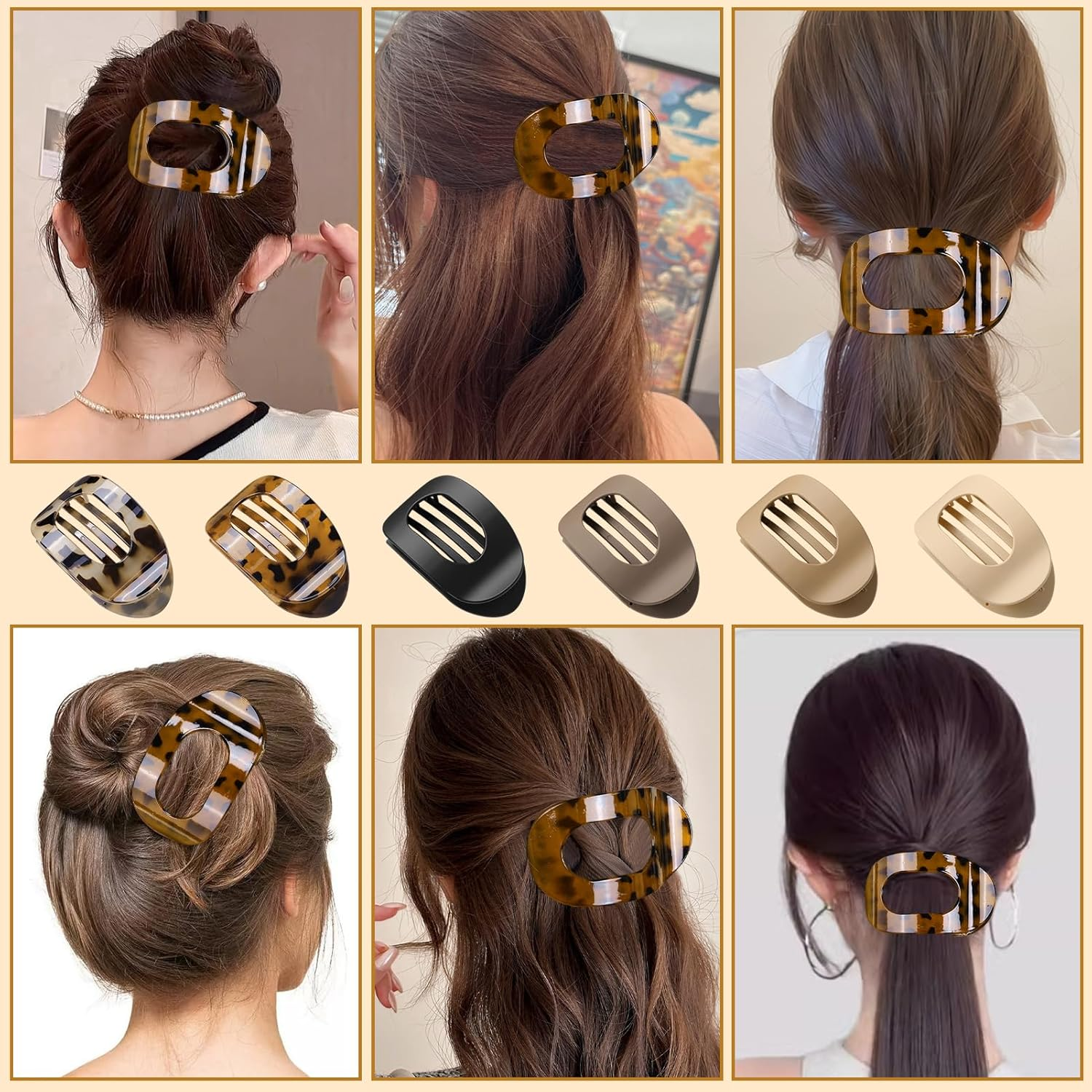 Moerstar Pack of 6 Women'S Hair Clips, Large Simple Elegant Non-Slip Flat Claw Clip Strong Hold Hair Clips for Thick Thin Fine Hair Women Girls (Style 4) image number 5