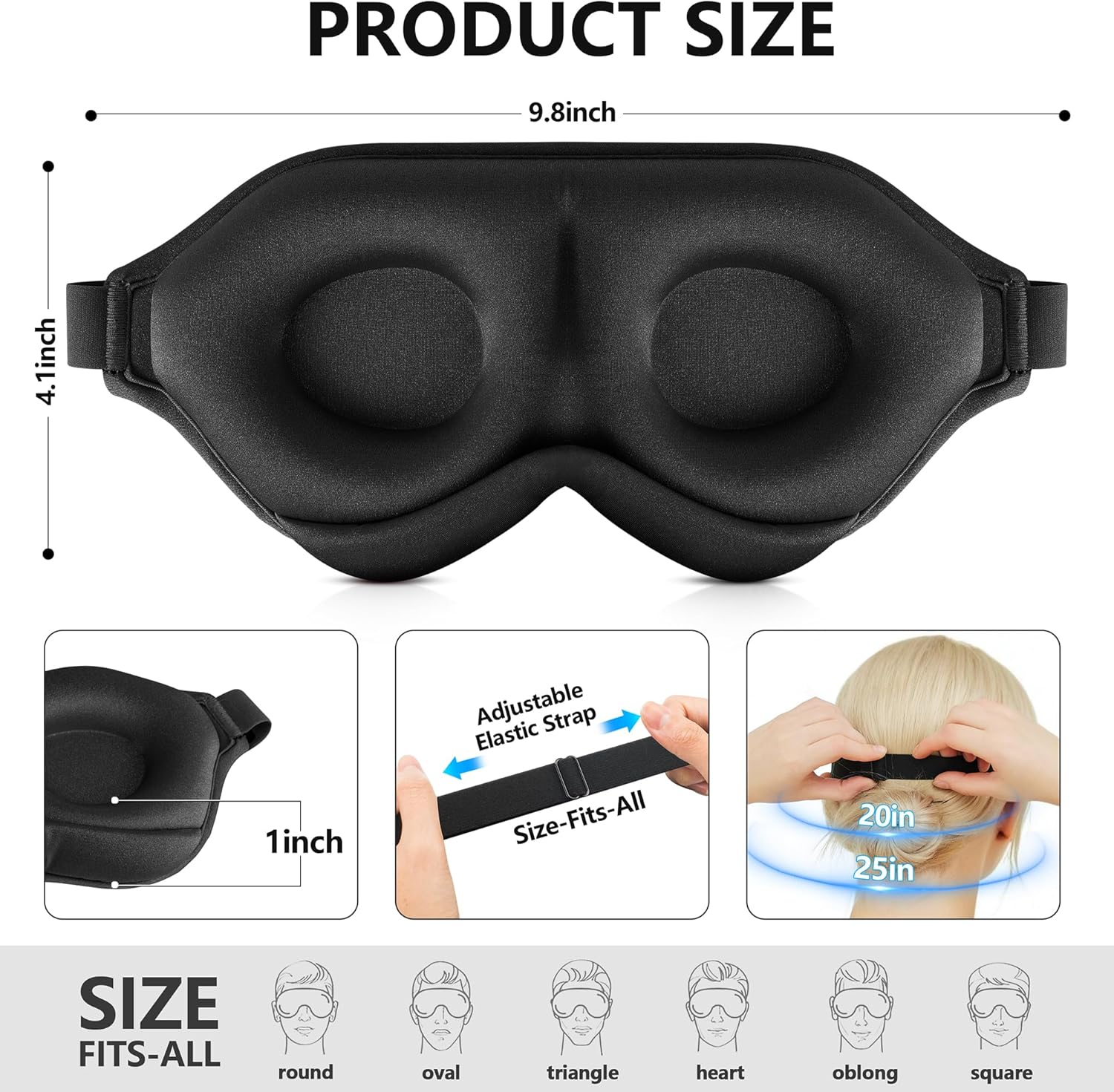 ZQQO Sleep Mask Blackout for Men Women - 3D Black Eye Mask for Sleeping as Mini Travel Essentials 100% Light Blocking Sleeping Mask with Soft Breathable Zero Eye Pressure Perfect for Side Sleepers image number 6