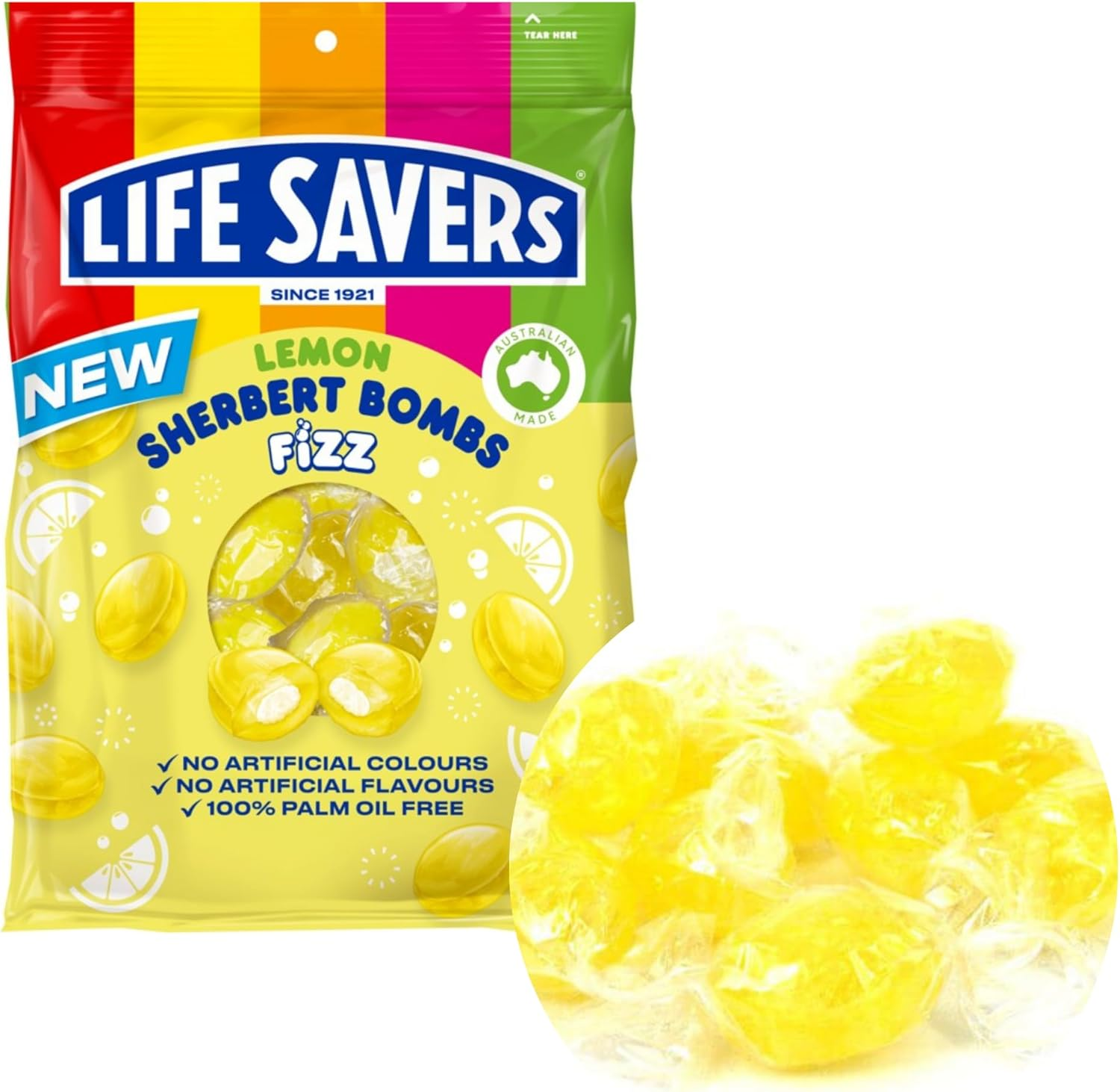 Life Savers Lemon Sherbet Bombs Fizz 150G per Bag - 3 Packs