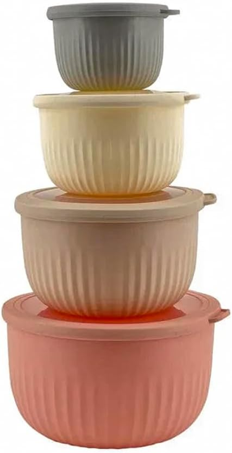 Felic 4PCS Mixing Bowl Set with Lids, round Nested Food Storage Set in Various Sizes, Versatile Plastic Mixing Bowls for Kitchen Cooking,Mixing,Baking,Prepping,Stirring,Serving (Round Shape) image number 5