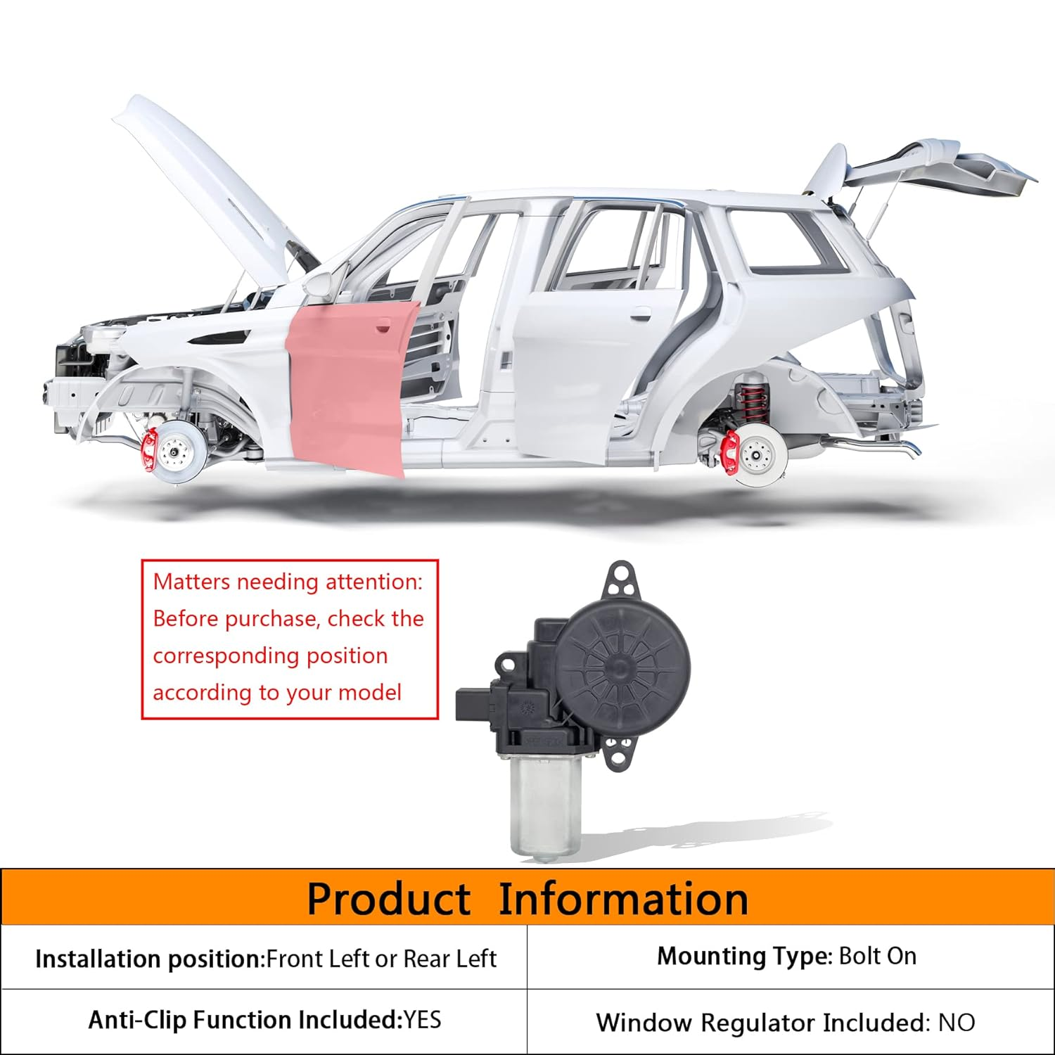 HXHAUTO 6 Pins Front Left Driver Side Power Window Motor Compatible with Mazda 2/3/3 Sport/Cx-5/6 ， Compatible with Mazda 6 2016-2018 Sedan Rear Left Driver Side，Replace for D6515958XB D6515958XA image number 4
