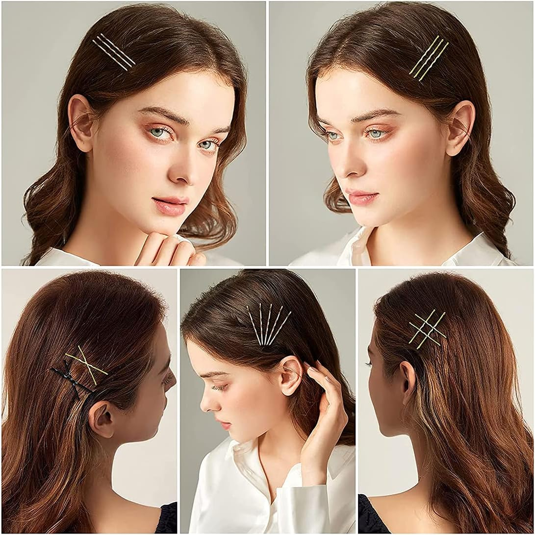 Mixed Bobby Pins,150 Pcs Hair Pins Hair Grips Blonde/Black/Coffee for Women with Box(5 Cm/2.2 Inches) image number 2