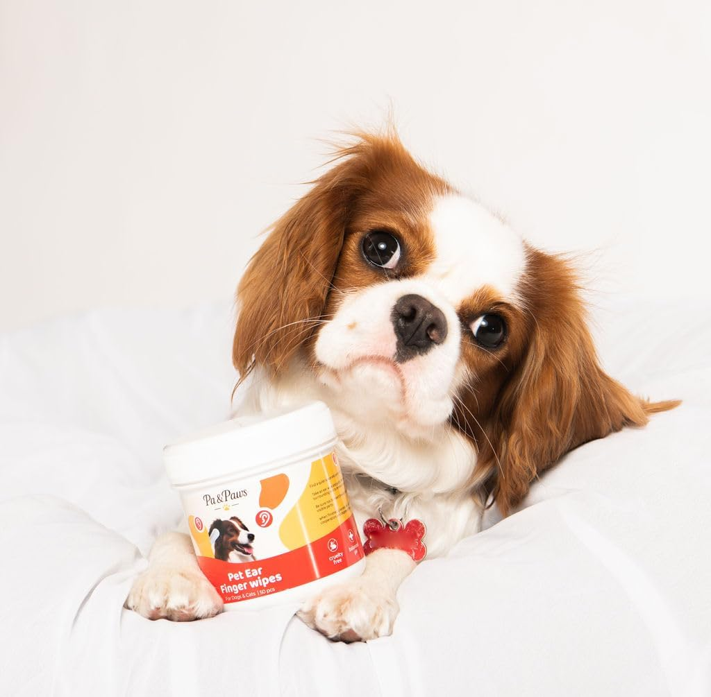 Pa & Paws Pet Ear Finger Wipes &ndash; 50Pcs | Gentle Ear Cleaner for Dogs & Cats | Aloe Vera & Chamomile | Alcohol-Free Pet Ear Cleaning Pads image number 2